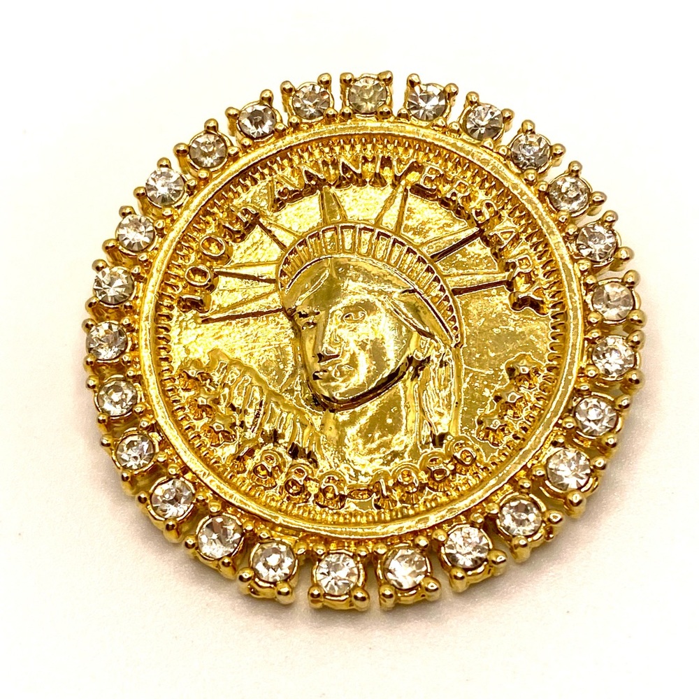 Vintage Estate Jewelry 1886-1986 Anniversary Commemorative Brooch Pin A007
